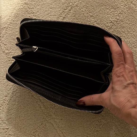 Coach Black Signature Canvas and Leather Zip Around Wallet - Picture 3 of 3